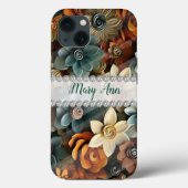 紅葉3D花、ダイヤモンドフレームカスタム Case-Mate iPhoneケース (裏面)