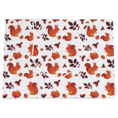 紅葉、どんぐりとリス模様 ラージペーパーバッグ (正面)