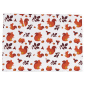 紅葉、どんぐりとリス模様 ラージペーパーバッグ (裏面)