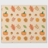 紅葉、どんぐり、栗、かぼちゃ ラッピングペーパー (フラット)