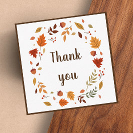 紅葉&どんぐん秋サンキューブラウンフレーム スクエア名刺