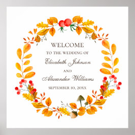 紅葉。ウッドランド秋の結婚式歓迎 ポスター