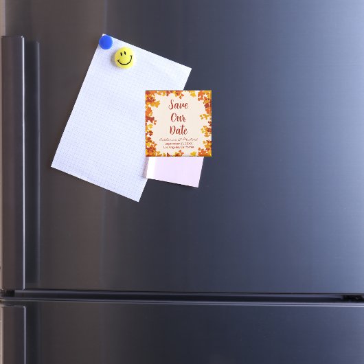 紅葉 オレンジ色のテラコッタ 秋 保存の日付 マグネット