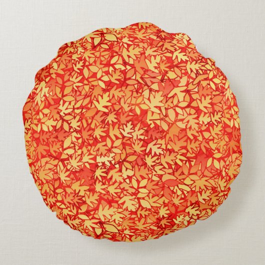 紅葉、オレンジ、金ゴールド ラウンドクッション (裏面)