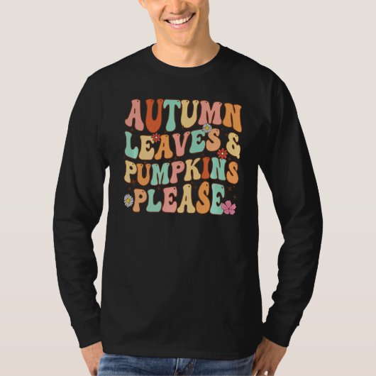 紅葉&カボチャお願いおもしろい秋シーズン Tシャツ (正面)