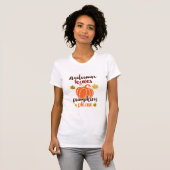 紅葉&カボチャお願い女性のTシャツ Tシャツ (正面フル)