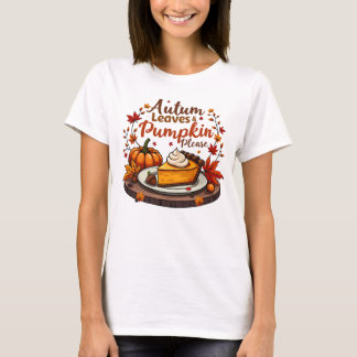 紅葉&カボチャお願い – 秋パイデザート Tシャツ