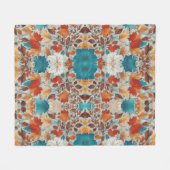 紅葉、カボチャは様々なデザインで息を切った フリースブランケット (正面(横))