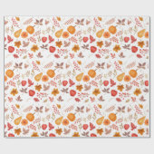 紅葉、カボチャ&コージー季節のデザイン- ラッピングペーパー (フラット)