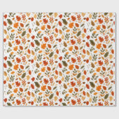 紅葉、カボチャ&コージー季節のデザイン- ラッピングペーパー (フラット)