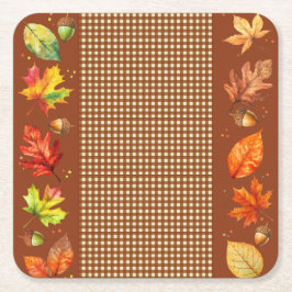 紅葉&ギンガム スクエアペーパーコースター