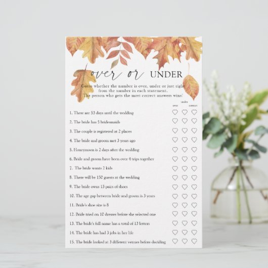 紅葉 – ゲームの上または下ブライダルシャワー (スタンド正面)