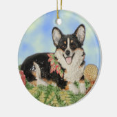 紅葉-コーギーのオーナメントの三コーギー セラミックオーナメント (左)