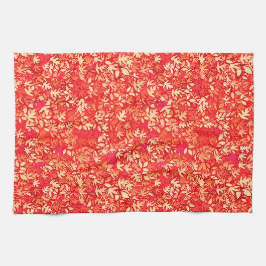 紅葉、コーラルオレンジ キッチンタオル (横)
