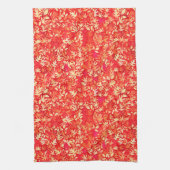 紅葉、コーラルオレンジ キッチンタオル (縦)