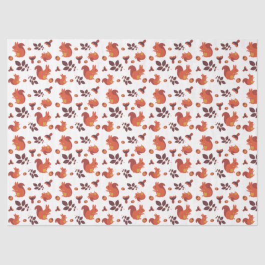 紅葉、コーンとリスのパターン 薄葉紙 (正面)