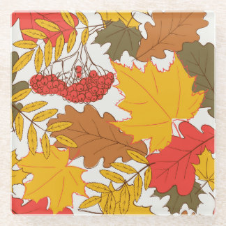 紅葉、シシンプルームレスパターン ガラスコースター