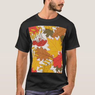 紅葉、シシンプルームレスパターン Tシャツ