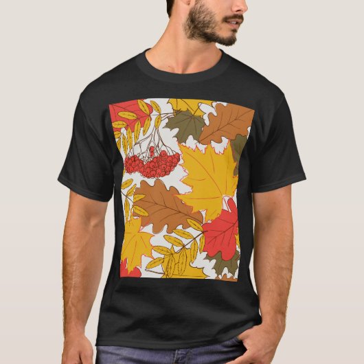 紅葉、シシンプルームレスパターン Tシャツ (正面)