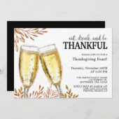 紅葉&シャンパンドリンク，感謝祭 招待状 (正面/裏面)