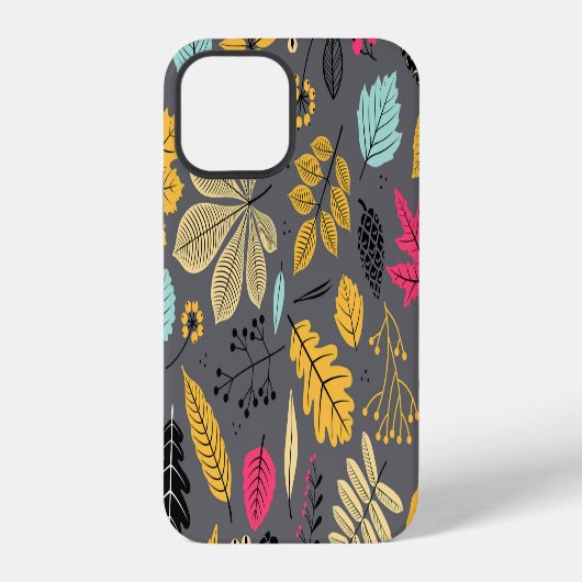 紅葉:シームレスなダーク柄 iPhoneケース (裏面)