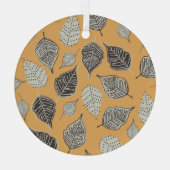 紅葉、シームレスなヴィンテージパターン。 ガラスオーナメント (裏面)