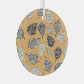 紅葉、シームレスなヴィンテージパターン。 ガラスオーナメント (正面右)