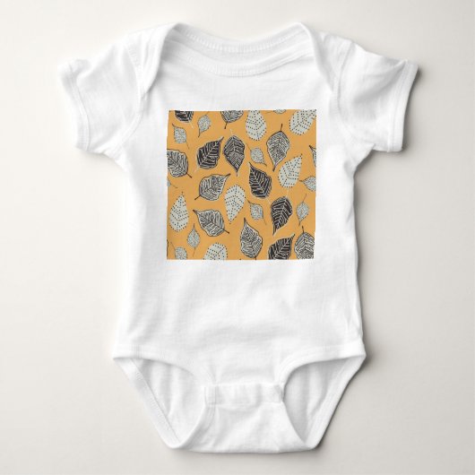 紅葉、シームレスなヴィンテージパターン。 ベビーボディスーツ (正面)