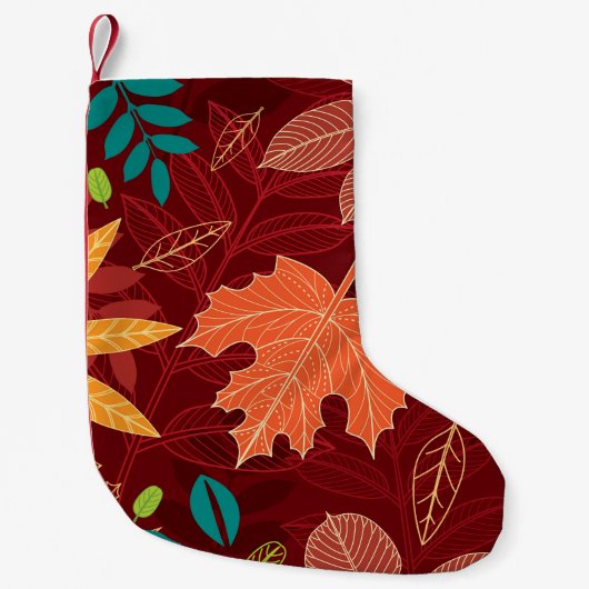 紅葉:シームレスな自然パターン スモールクリスマスストッキング (正面)