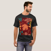 紅葉:シームレスな自然パターン Tシャツ (正面フル)