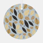 紅葉：シームレスな青の背景 ガラスオーナメント (裏面)