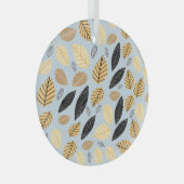 紅葉：シームレスな青の背景 ガラスオーナメント (正面右)