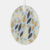 紅葉：シームレスな青の背景 ガラスオーナメント (正面左)