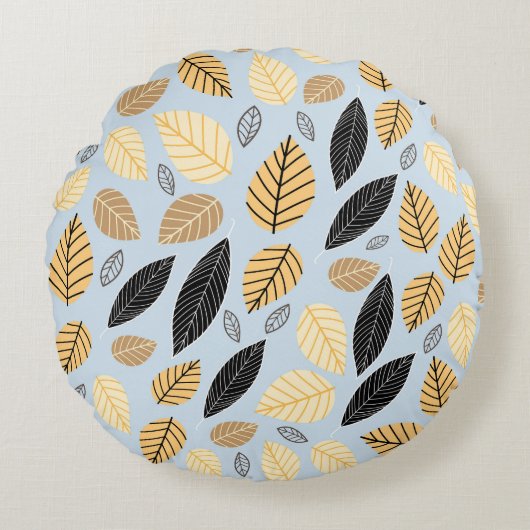 紅葉：シームレスな青の背景 ラウンドクッション (正面)