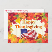 紅葉&ターキーサンクスギビングホリデー シーズンポストカード (正面/裏面)