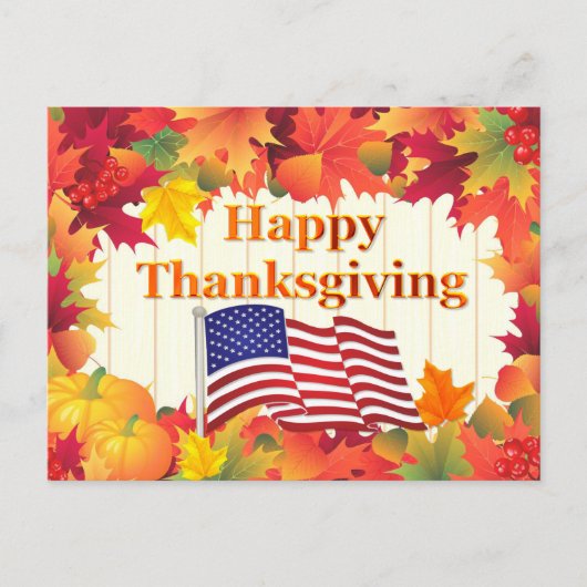 紅葉&ターキーサンクスギビングホリデー シーズンポストカード (正面)