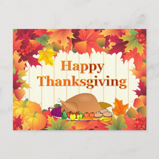 紅葉&ターキーサンクスギビングホリデー シーズンポストカード (正面)