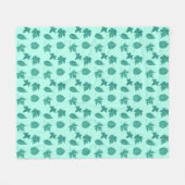 紅葉-ターコイズとアクア フリースブランケット (正面(横))