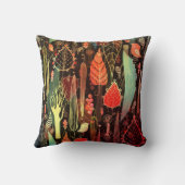 紅葉：ダークシームレスパターン。 クッション (裏面)