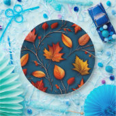 紅葉・デニム ペーパープレート (パーティー)