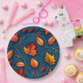 紅葉・デニム ペーパープレート (パーティー)