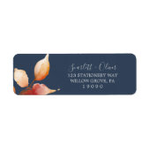 紅葉 |ネイビーブルー差出人住所ラベル ラベル (正面)