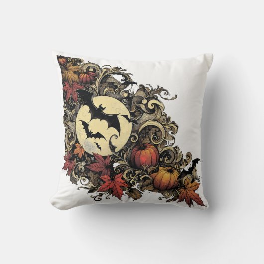 紅葉。ハロウィーンパターン。 クッション (正面)