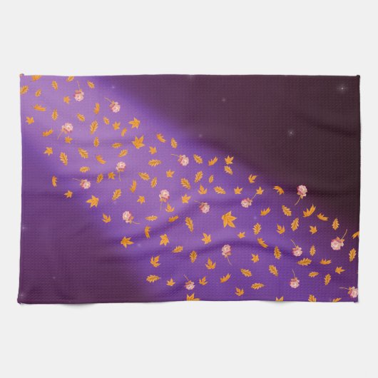 紅葉&バラブルーティータオル キッチンタオル (横)