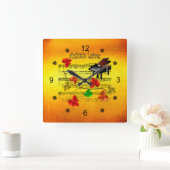 紅葉~ピアノ~シート音楽~素朴~ スクエア壁時計 (ホーム)