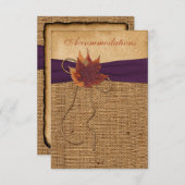 紅葉、フェイクBurlapのエンク結婚ロージャカード エンクロージャーカード (正面/裏面)