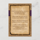 紅葉、フェイクBurlapのエンク結婚ロージャカード エンクロージャーカード (裏面)