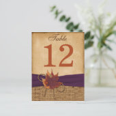 紅葉、フェイクBurlapテーブル番号ポストカード ポストカード (スタンド正面)