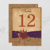 紅葉、フェイクBurlapテーブル番号ポストカード ポストカード (正面/裏面)