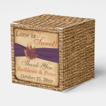 紅葉、フェイクBurlap Favor Box – 紫